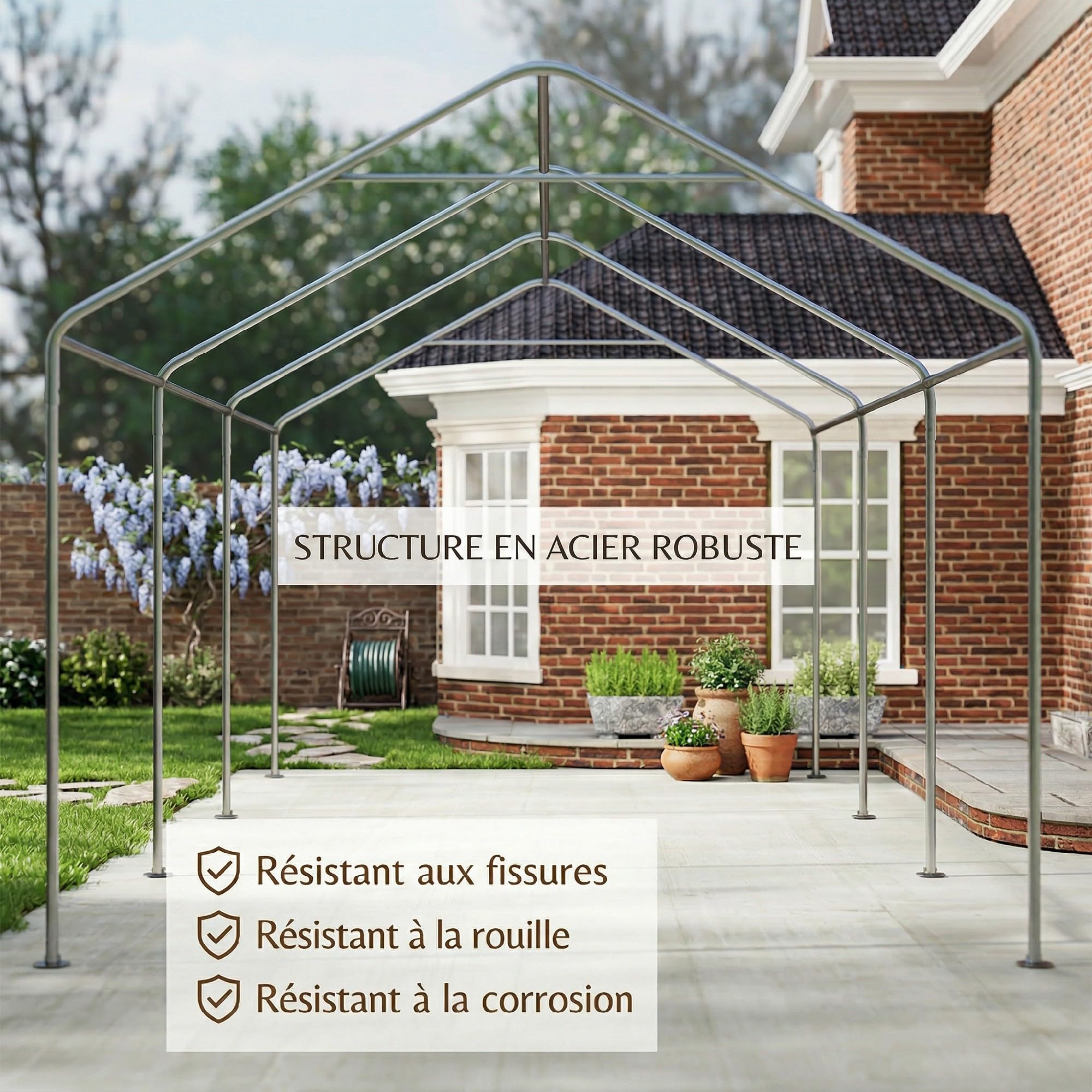 Outsunny Carport Tente de Garage 3 x 6 m, abri Voiture extérieur avec parois latérales Amovibles et 2 Portes zippées enroulables, Tente de Stockage carport pour Voiture, Camion et Bateau, Gris foncé