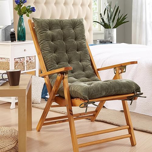 Cojín para silla mecedora con lazos, cojines gruesos para silla del hogar y la cocina, respaldo interior y cojín de asiento para silla de