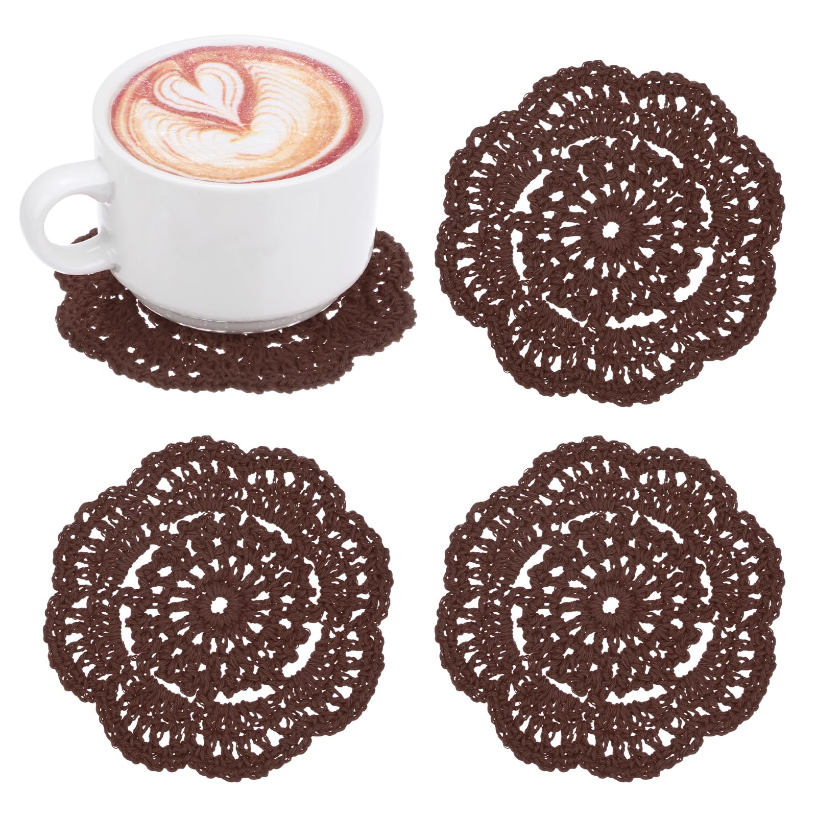 M METERXITY 4-Pack Handmade Crochet Coasters