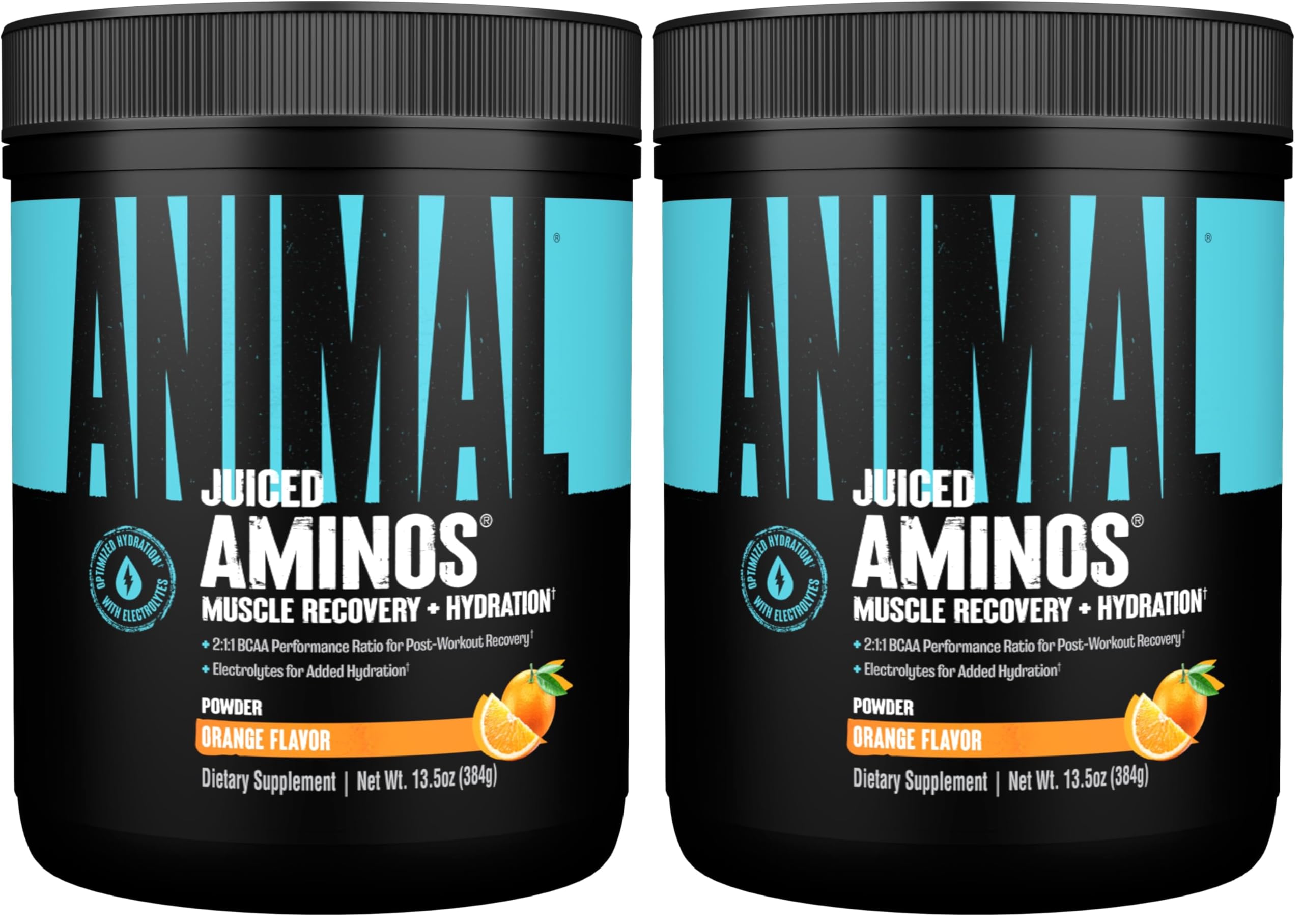 Animal Juiced Amino Acids - BCAA Powder EAA Matrix Plus Hydration with Electrolytes and Sea Salt Anytime Recovery and Improved Performance, Orange Flavor, 30 Servings (Pack of 2) Orange 30 Servings (Pack of 2)