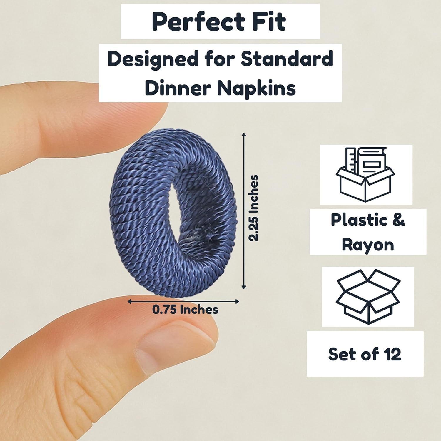 ALPHA Living HOME Woven Farmhouse Napkin Rings Set of 12 - Premium Decorative Napkin Rings Party Table Decor for Chic Tabletop & Dining, French Style, Gifting (Blue)
