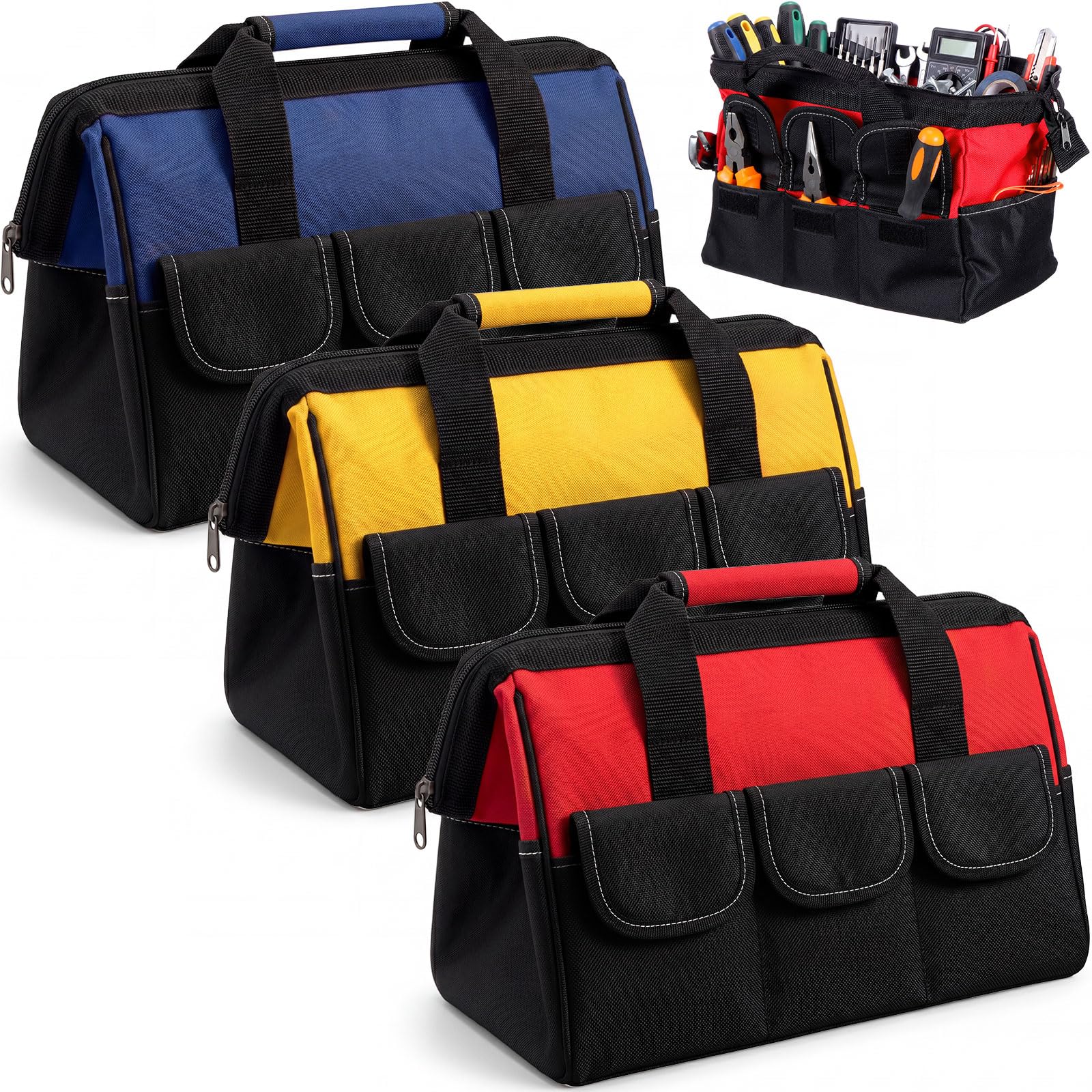 Sanwuta Tool Bags - 3 Pack, Blue, Red, Yellow -22 Sanwuta Tool Bags - 3 Pack, Blue, Red, Yellow -22