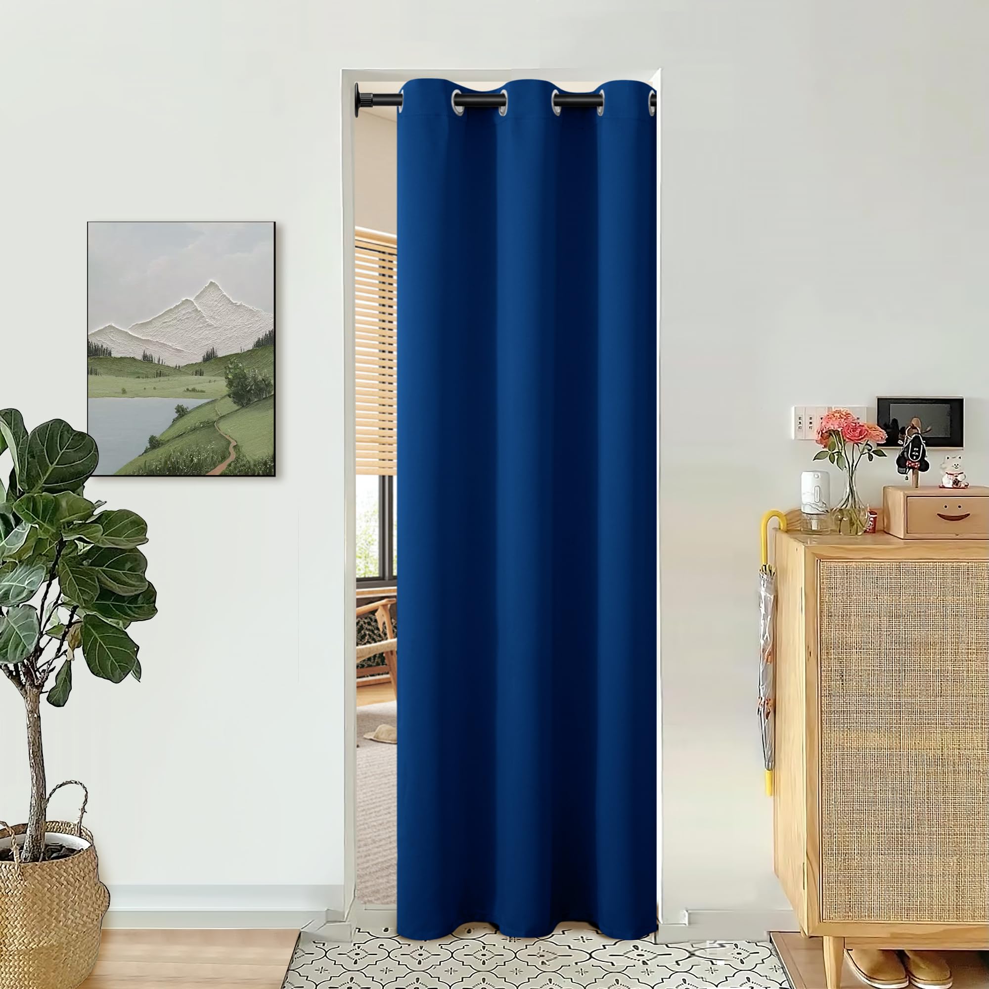 BGment Royal Blue Door Curtain 80 Inch Length for Doorway, Bedroom Closet Curtain, Privacy Thermal Insulated Blackout Grommet Room Divider for Room