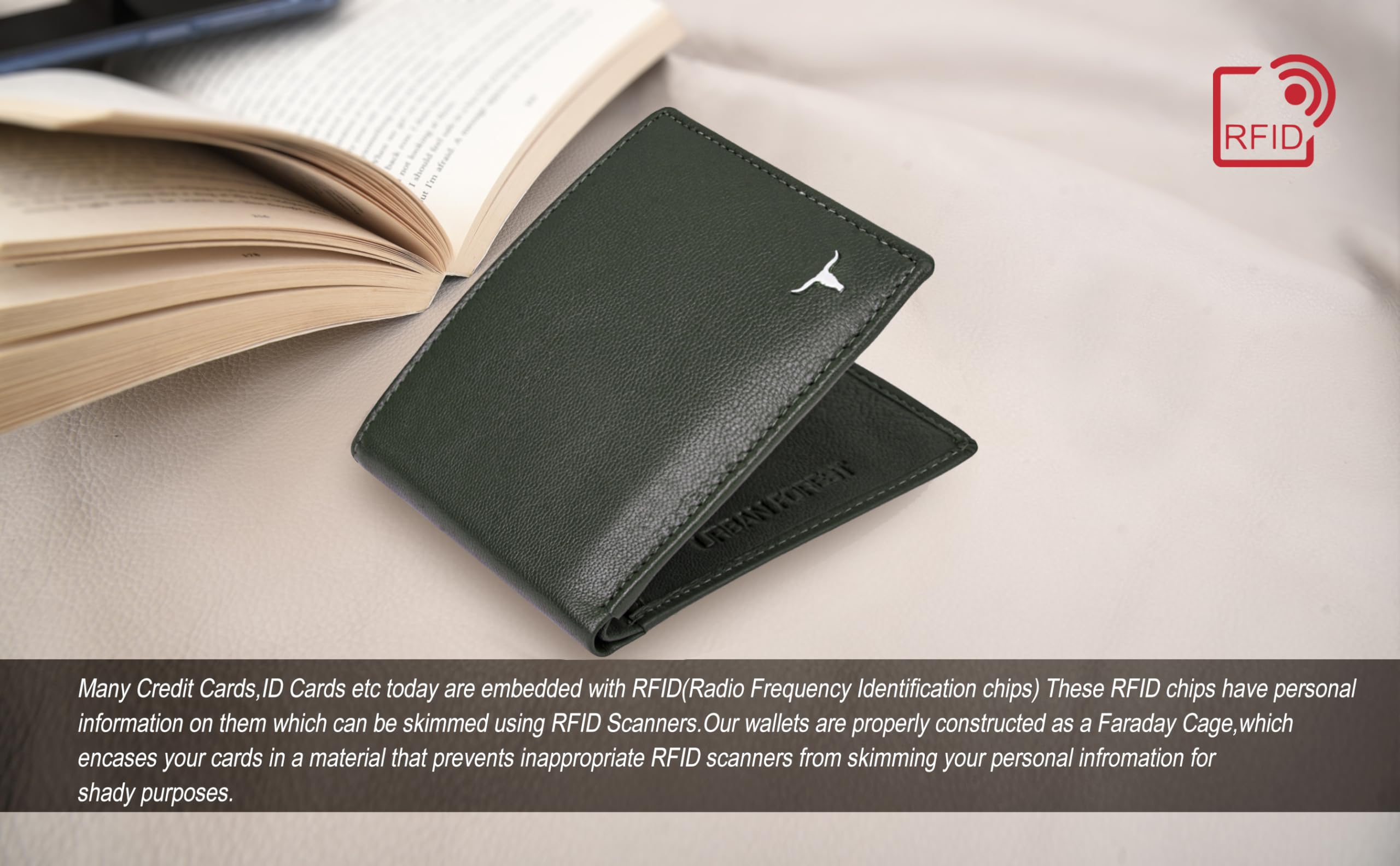 URBAN FOREST George Green Leather Wallet for Men - Image 7 thumbnail