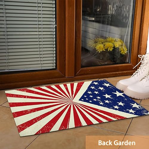 Miniatura 2 de Mogifedc Tapete con bandera de Estados Unidos, decoración de interiores, tapete antideslizante para puerta de entrada, tapete para decoración del