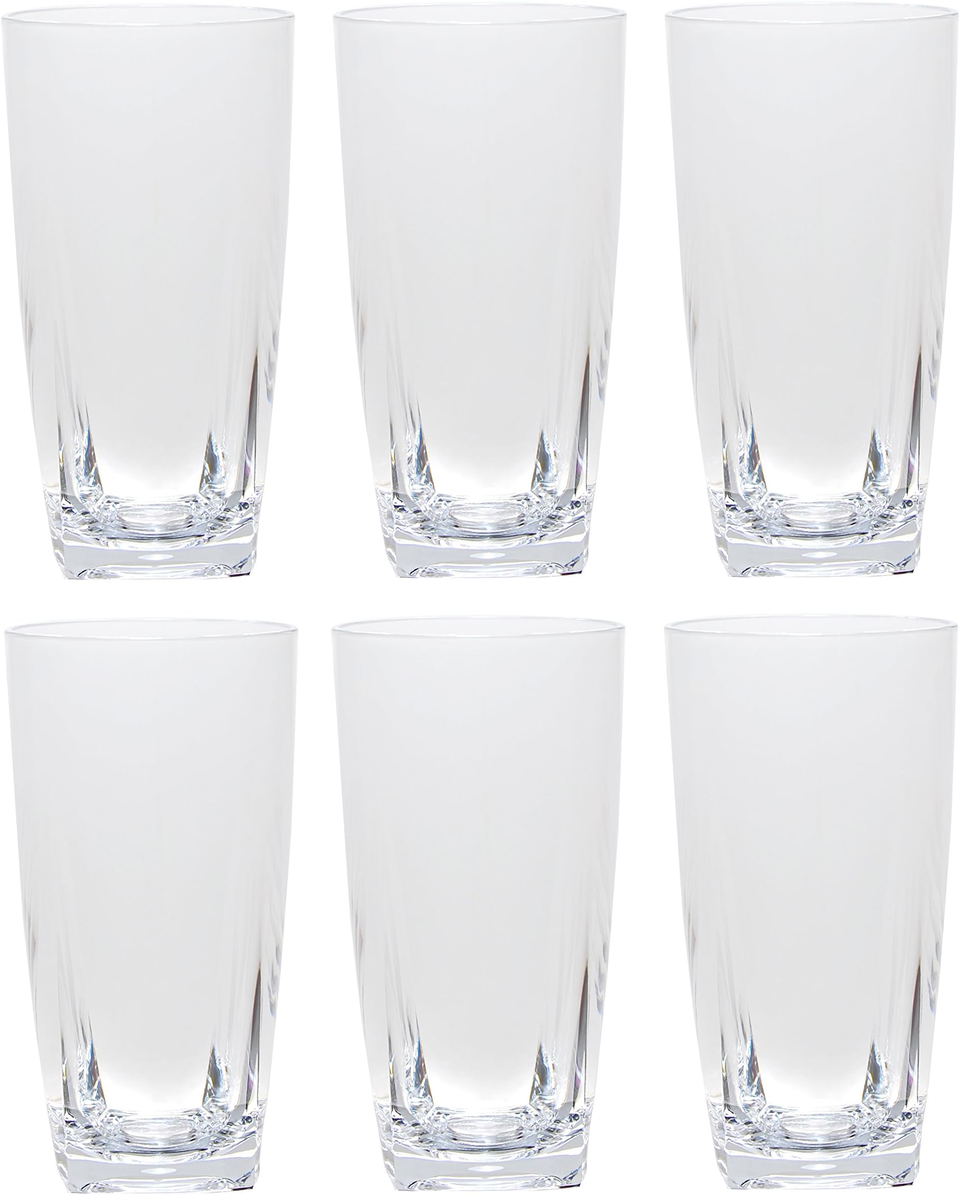 QG 26 oz Clear Acrylic Plastic Iced Tea Cup Square Base Tumbler Set of 6