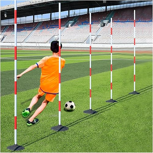 Juego de bastones de agilidad de fútbol desmontables, paquete de 5 palos de entrenamiento flexibles, para entrenamiento de fútbol, entrenamiento
