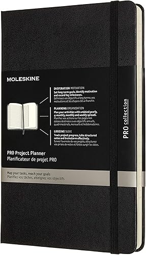 Moleskine PRO Project Planner, tapa dura, grande (5 x 8.25 pulgadas), negro, 288 páginas