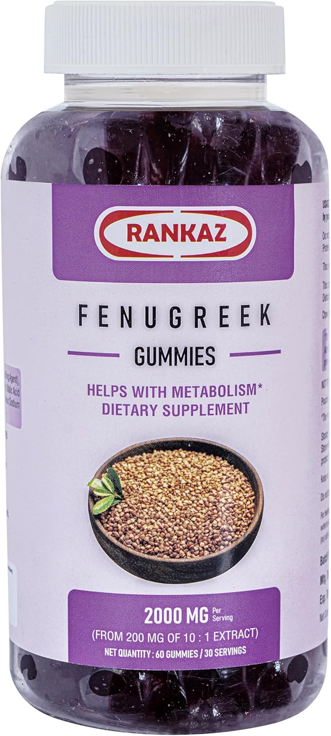 RANKAZ Fenugreek Gummies 2000mg Fenugreek Supplement from