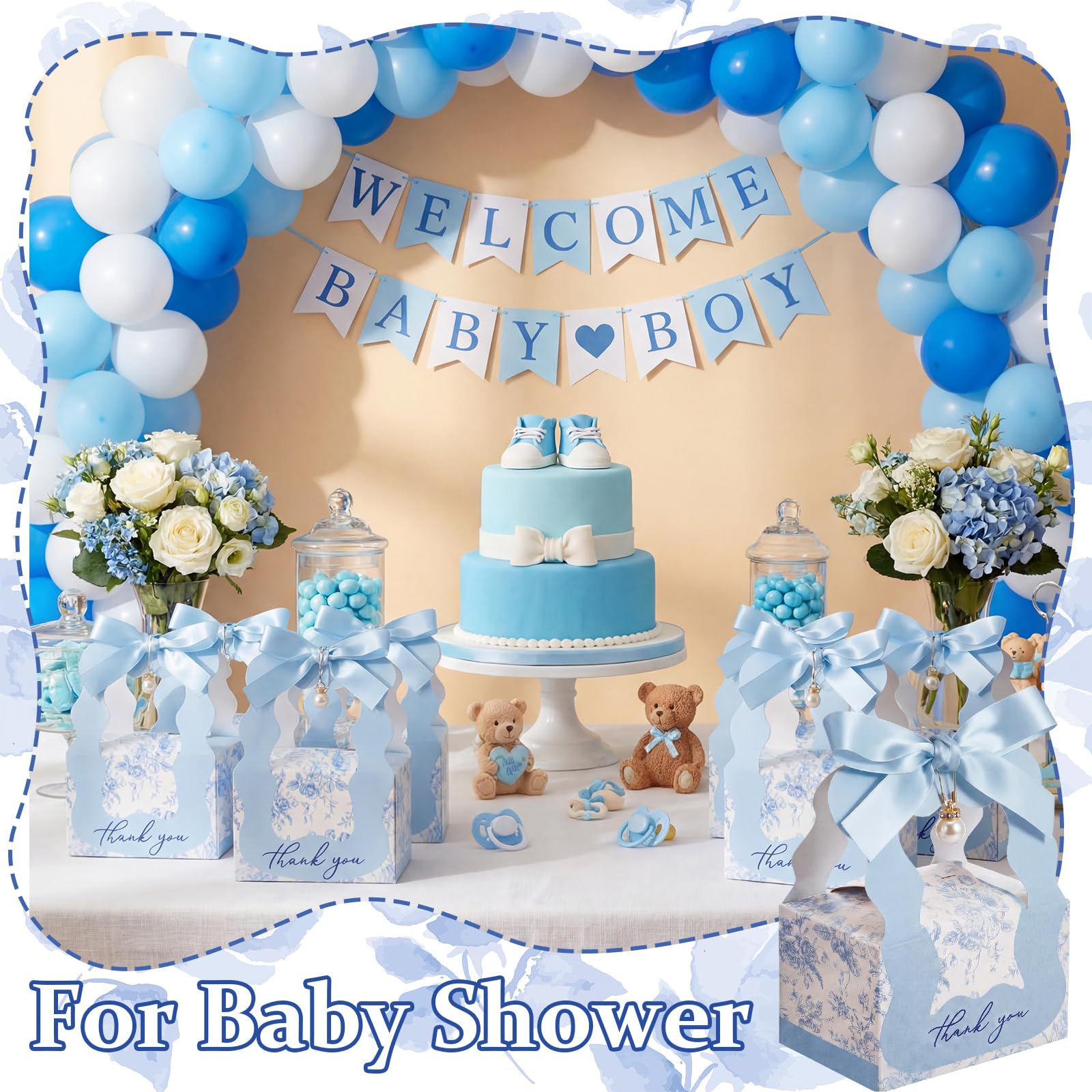 ForraFun 100 Sets Blumen Hochzeit Gastgeschenke Boxen mit Perlenanhänger Schleife Band Floral Hochzeit Party Süßigkeiten Boxen Brautgeschenk für Gäste Brautparty Geburtstag Party Jahrestag Supplies