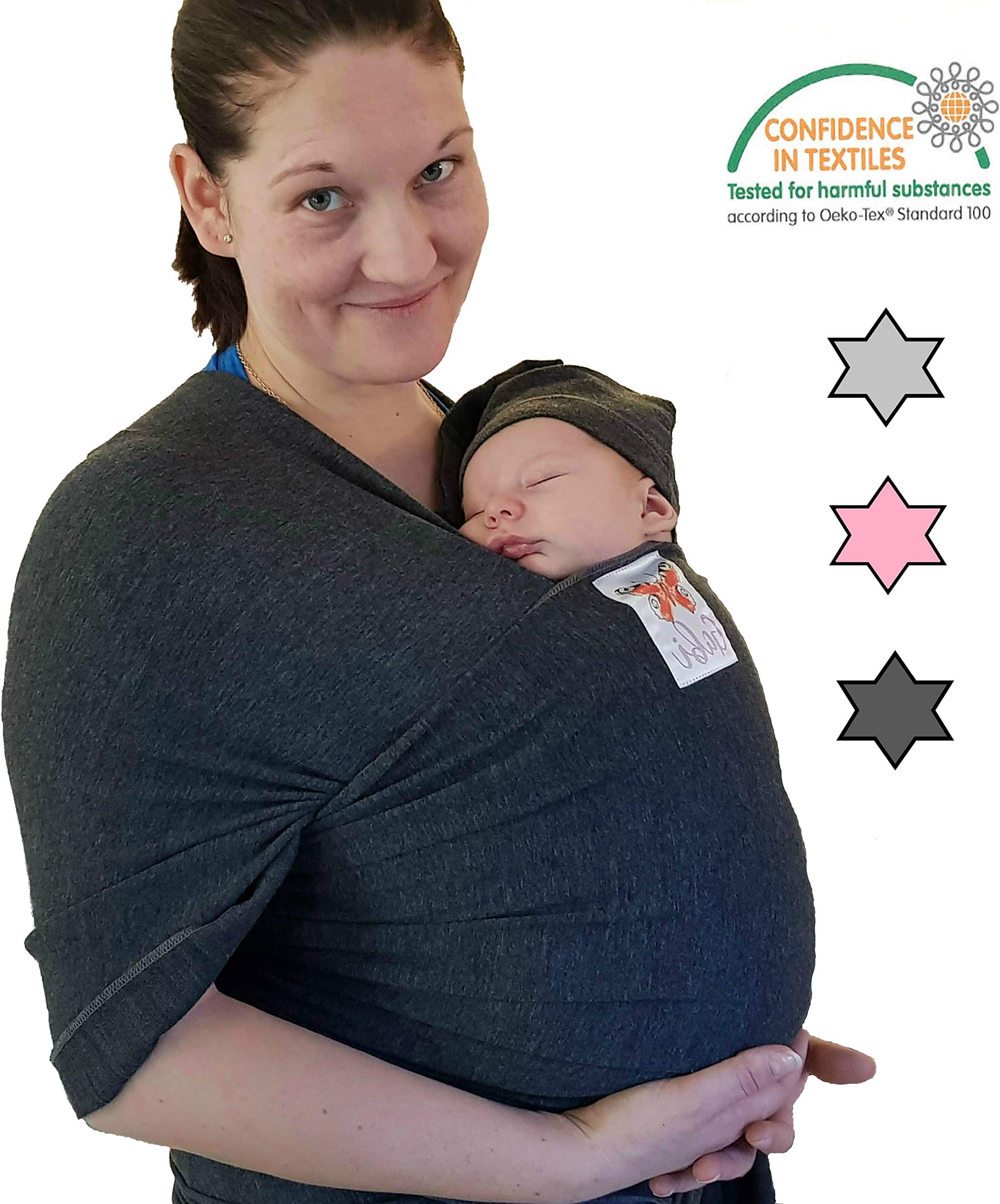 Baby WRAP + Free Matching Hat by GABI | Ideal Gift for Newborns | Soft Organic Cotton | Infant Toddler Sling Carrier