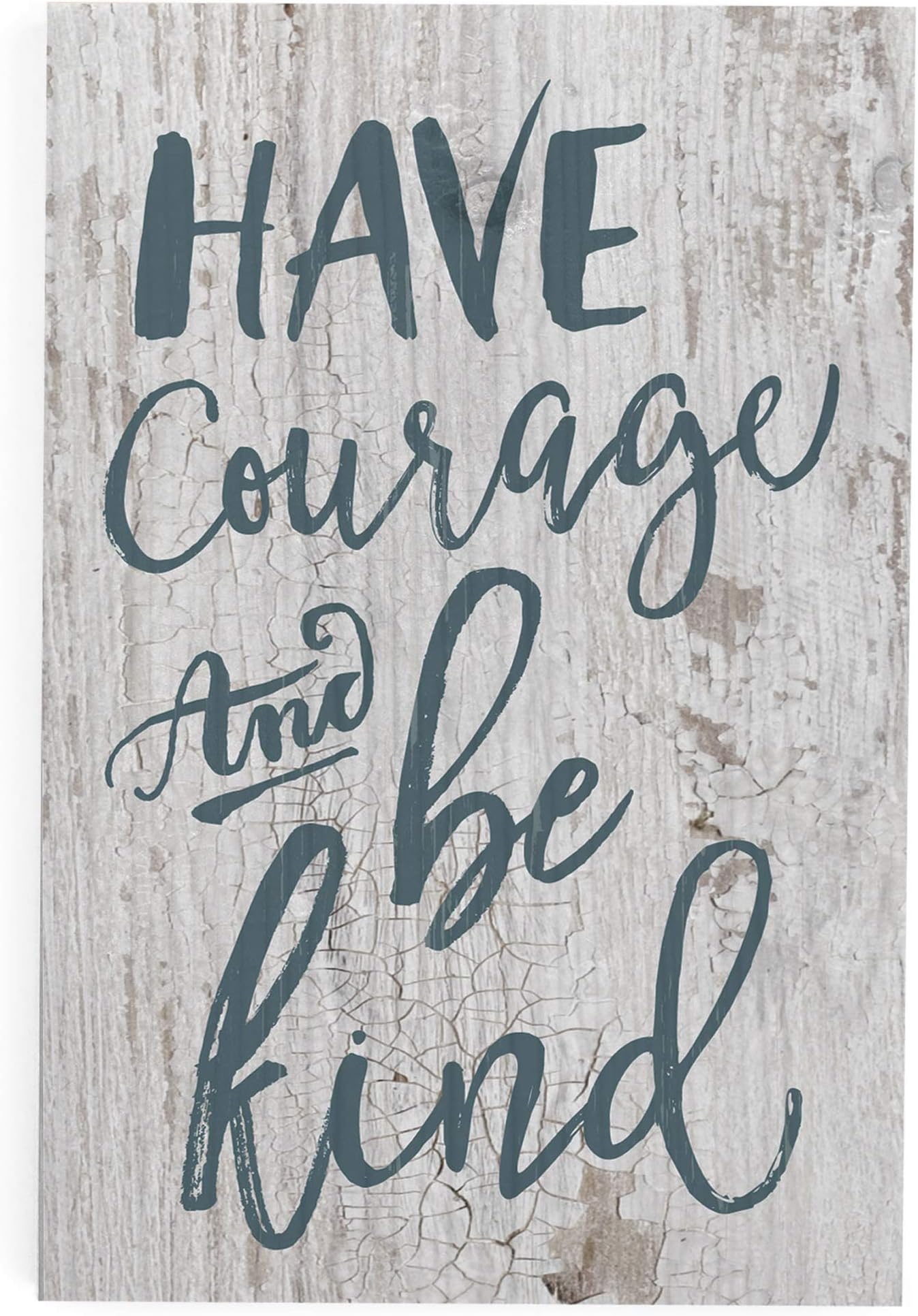 P. Graham Dunn Have Courage & Be Kind Blue Script White 5 x 3.5 Inch Solid Pine Wood Barnhouse Block Sign