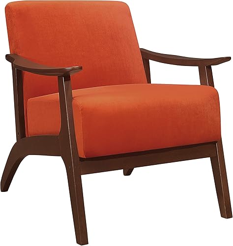 Miniatura 1 de Lexicon Savry - Silla decorativa con brazo de madera de tela de 29 pulgadas de ancho, color naranja