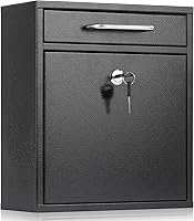 Vista 10 de xydled Buzón de pared con cerradura de combinación, buzones de correo de acero con cerradura de llave para exteriores, buzón de montaje en pared