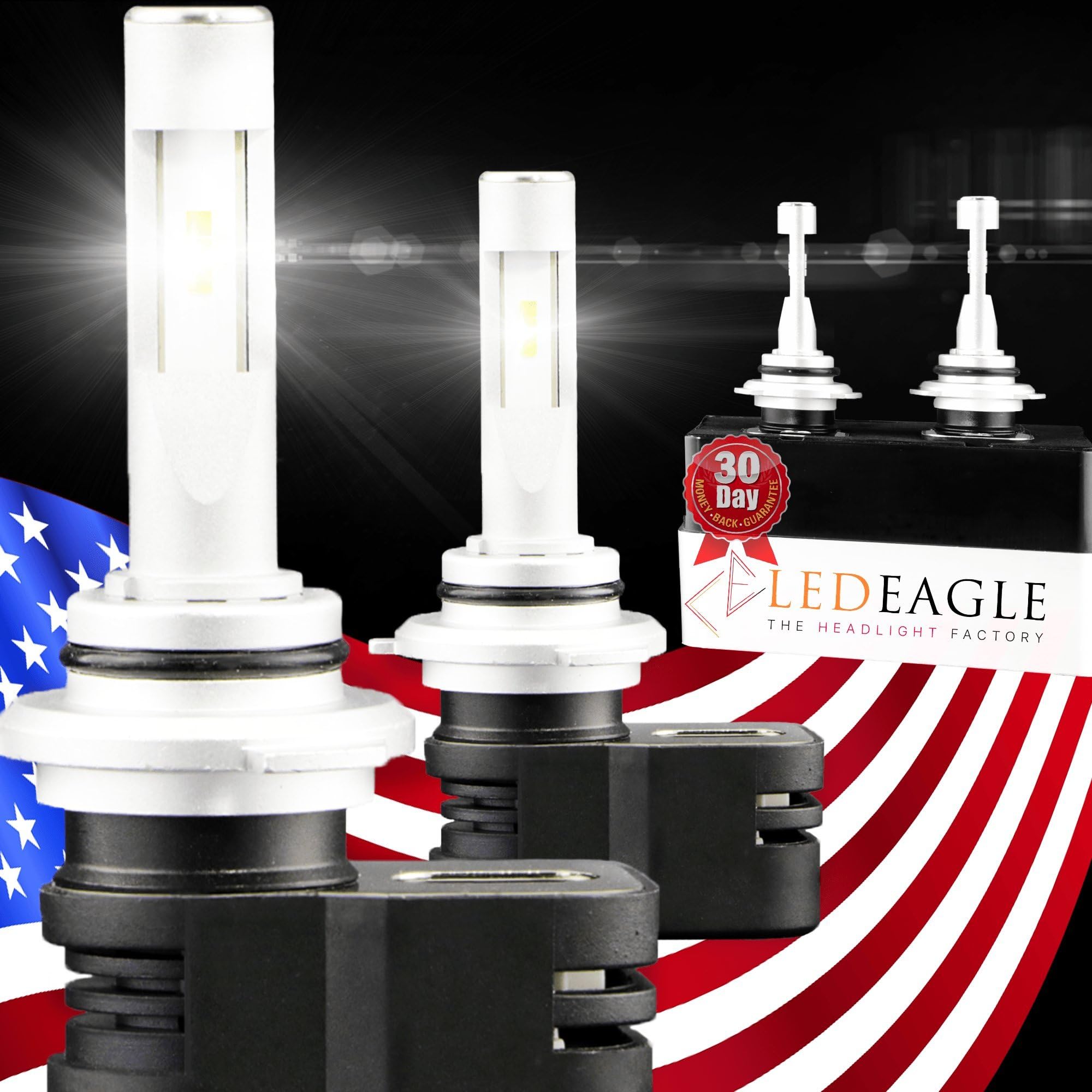 9005 LED Headlight Bulbs Conversion Kit Replace Car Halogen/HID Low High Fog Light Super Bright Xenon Cool White Fits Projector Reflector Retrofit Housing, LED EAGLE 6500K 9900LM 2 Pack