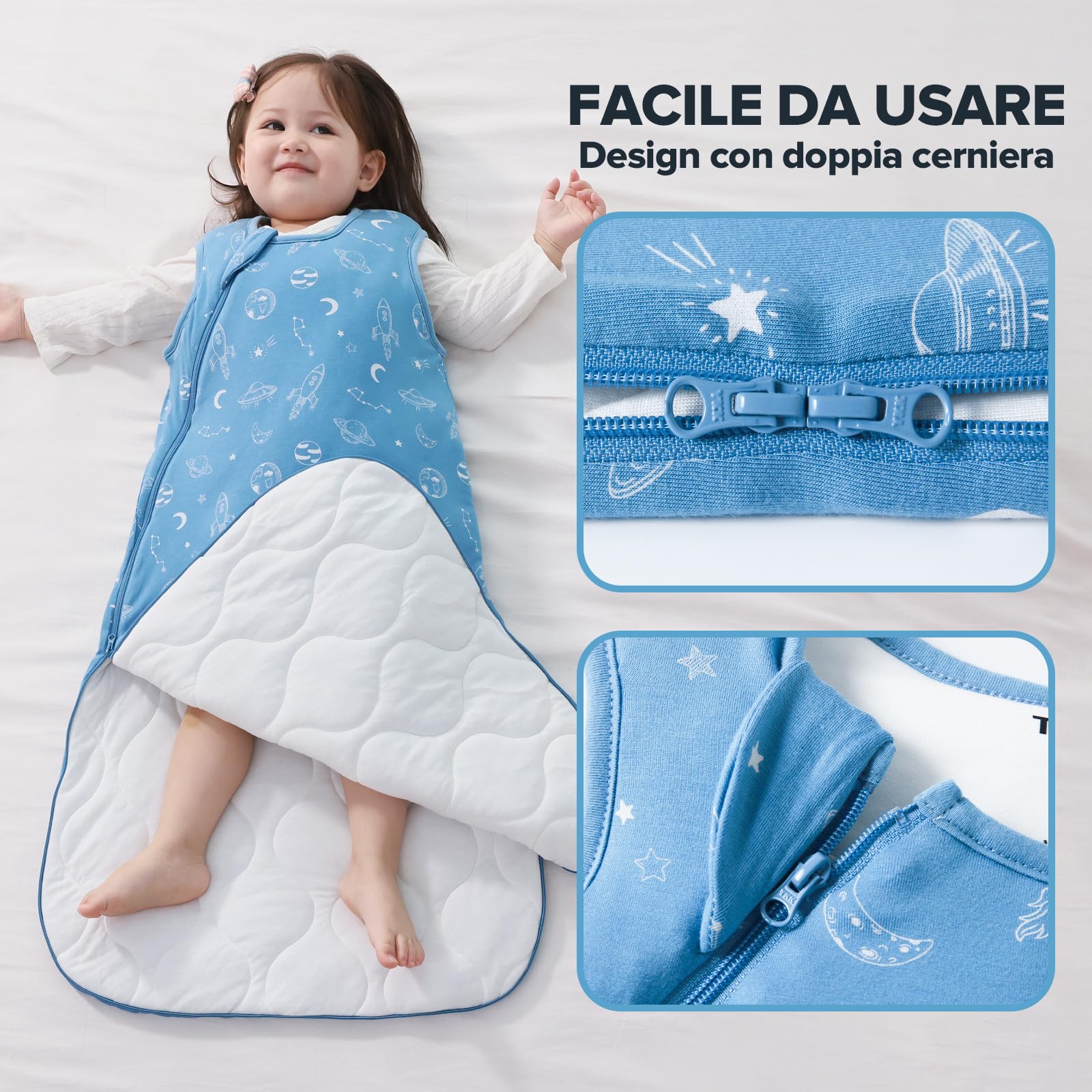 Sacco Nanna Bebé 2.5 Tog Super Morbido in Viscosa di Bambù, Sacco Nanna in Fibra di Bambù per Neonati, Coperta da Letto Autunno-Inverno