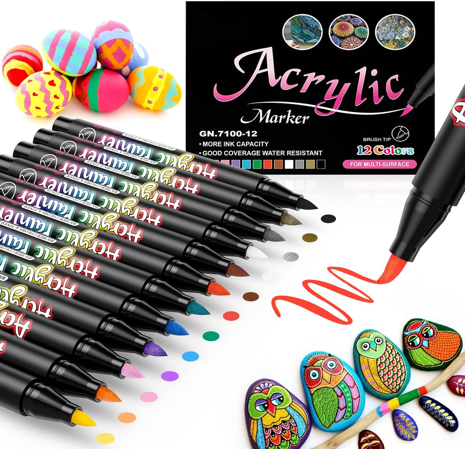 HOTU Feutres À Paillettes,16 Marqueur De Peinture Acrylique