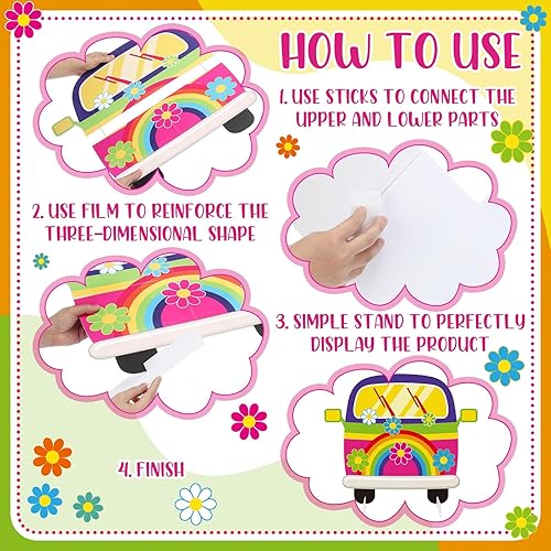 Miniatura 3 de Soulchen 3 piezas de 24 pulgadas grandes hippie cabina de fotos accesorios retro Groovy fiesta de cumpleaños decoraciones boho autobús paz cartel