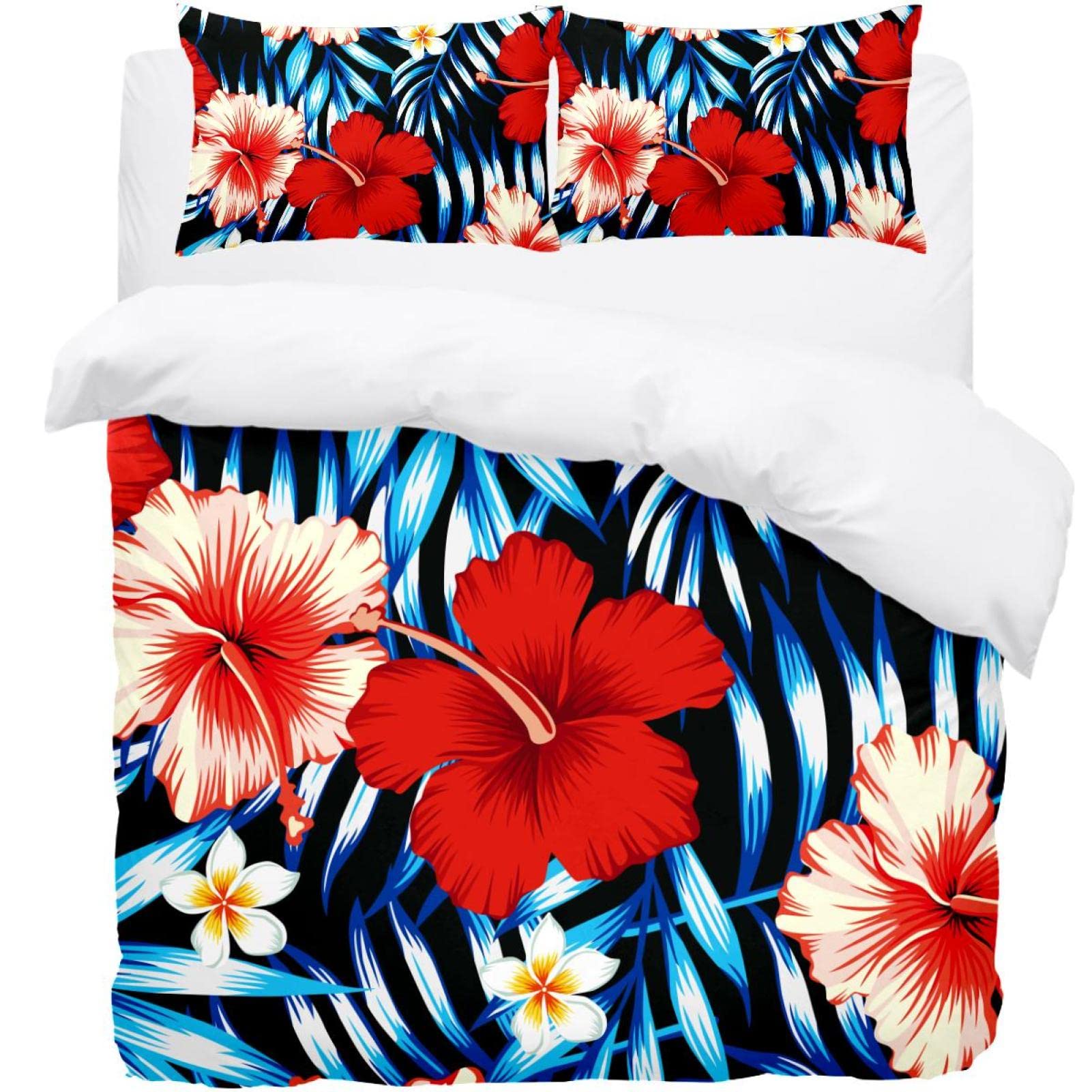 Housse de couette bleu motif tropical pour créer une ambiance d'évasion dans votre chambre