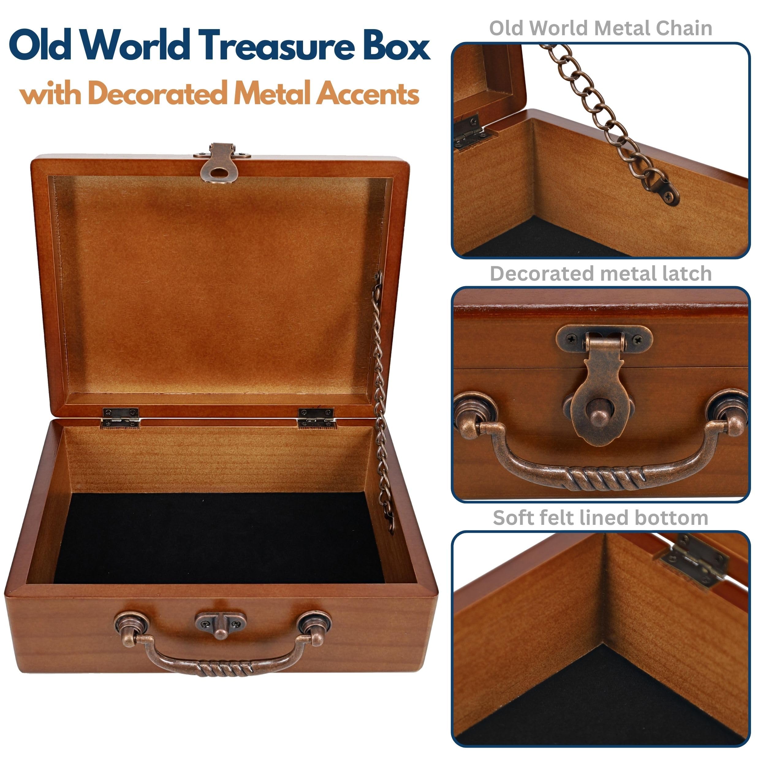 Amazon.com: WE Games Wooden Treasure Box with Hinged Lid & Metal