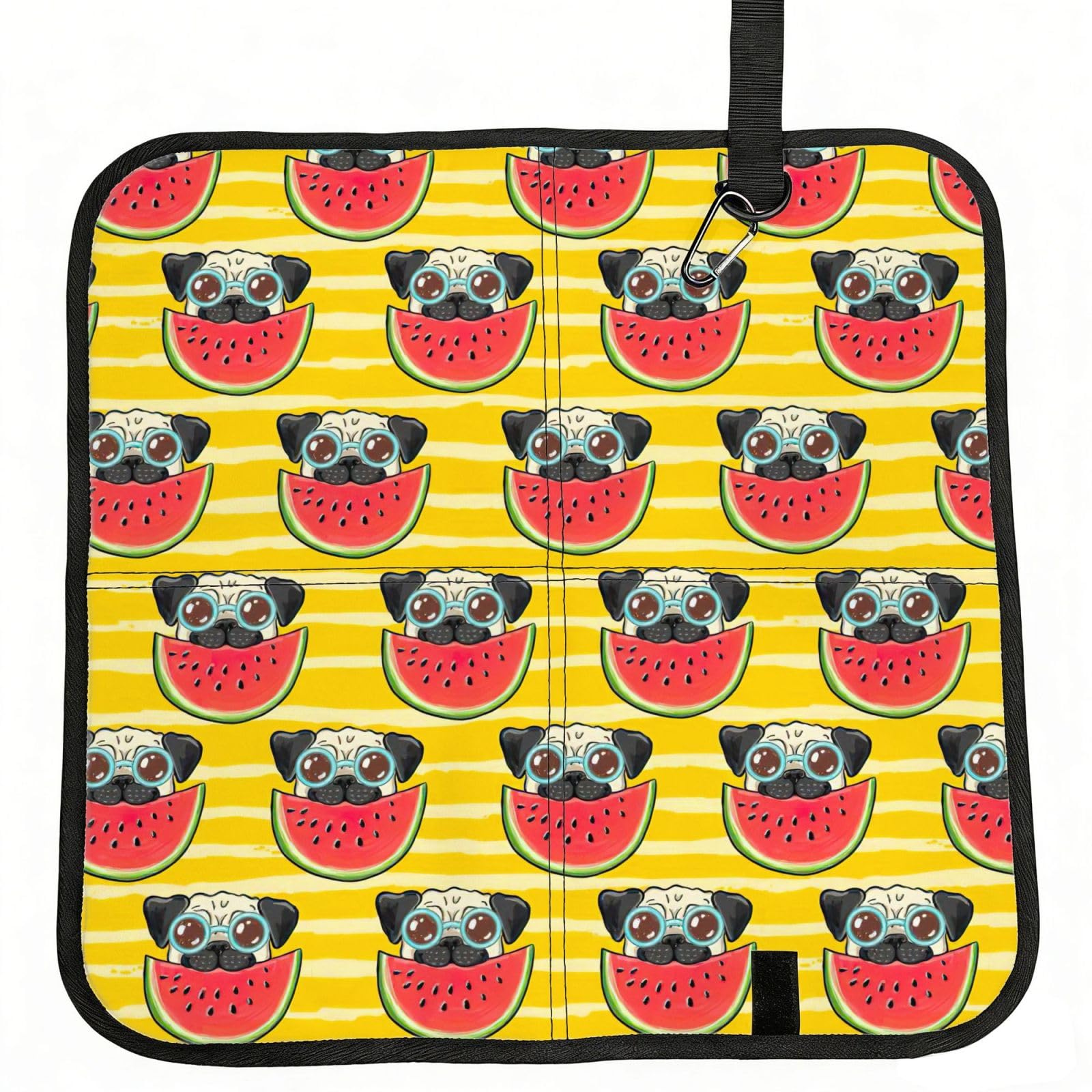 KAPPTYY Funny French Bullfighting Watermelon Printed Bleacher Seat Cushion PE Foam Filling, Foldable Sitting Pad for Concert Stadium Events