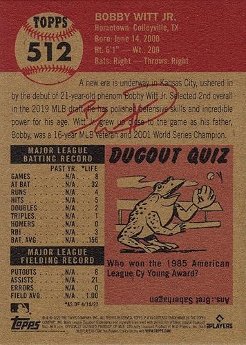 Miniatura 2 de Topps Living Set Baseball #512 Bobby Witt Jr. Tarjeta de novato 2022 - Kansas City Royals