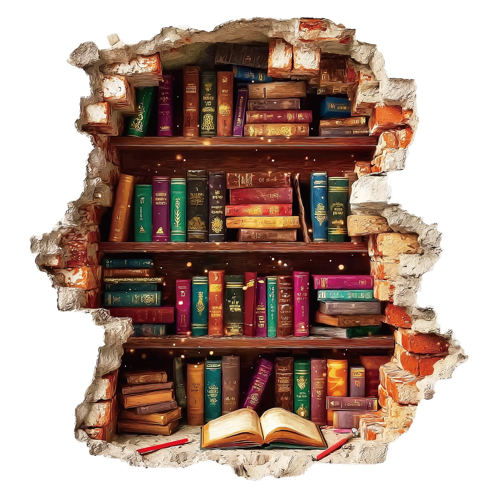 PLIGREAT Vintage Book Break Through Wall Decals