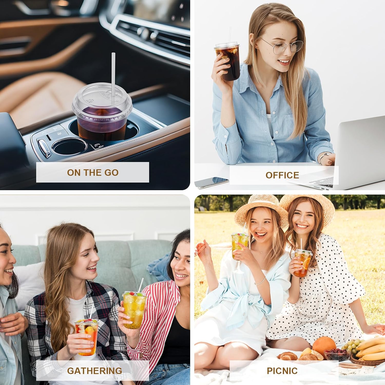 Kesaplan 50 Set 16oz Clear Plastic Cups with Lids & Straws, Disposable Round Bottom To Go Iced Coffee Drinking Cup for Cold Beverage Smoothies Juice Lemonade Slushies Milkshake Party Catering Supplies - Image 7