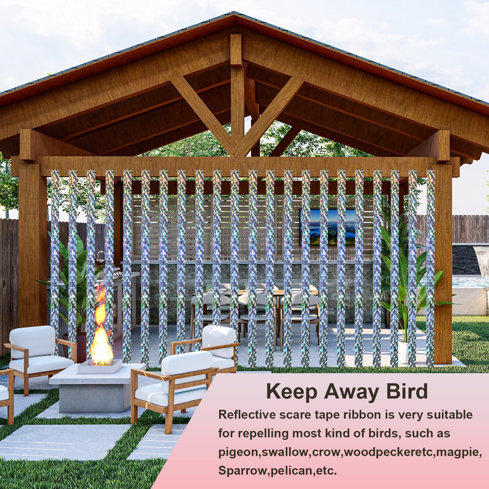 Bande Réfléchissante Répulsive Pour Oiseaux - Rouleau De 50 M X 2,4 Cm - Protection Jardin, Potager, Arbres - Facile à Installer, Durable