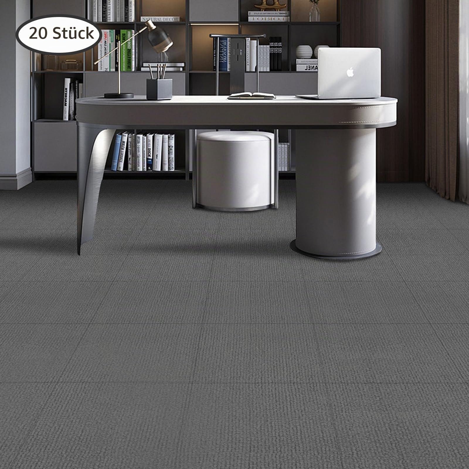 20 Stück 50x50cm Quadratischer Teppich Selbstklebender Bodenteppich Adsorptionstyp Polyester Hellgrau 5mm Dicke für Wohnzimmer Flur Spielzimmer Büro Hotel und mehr