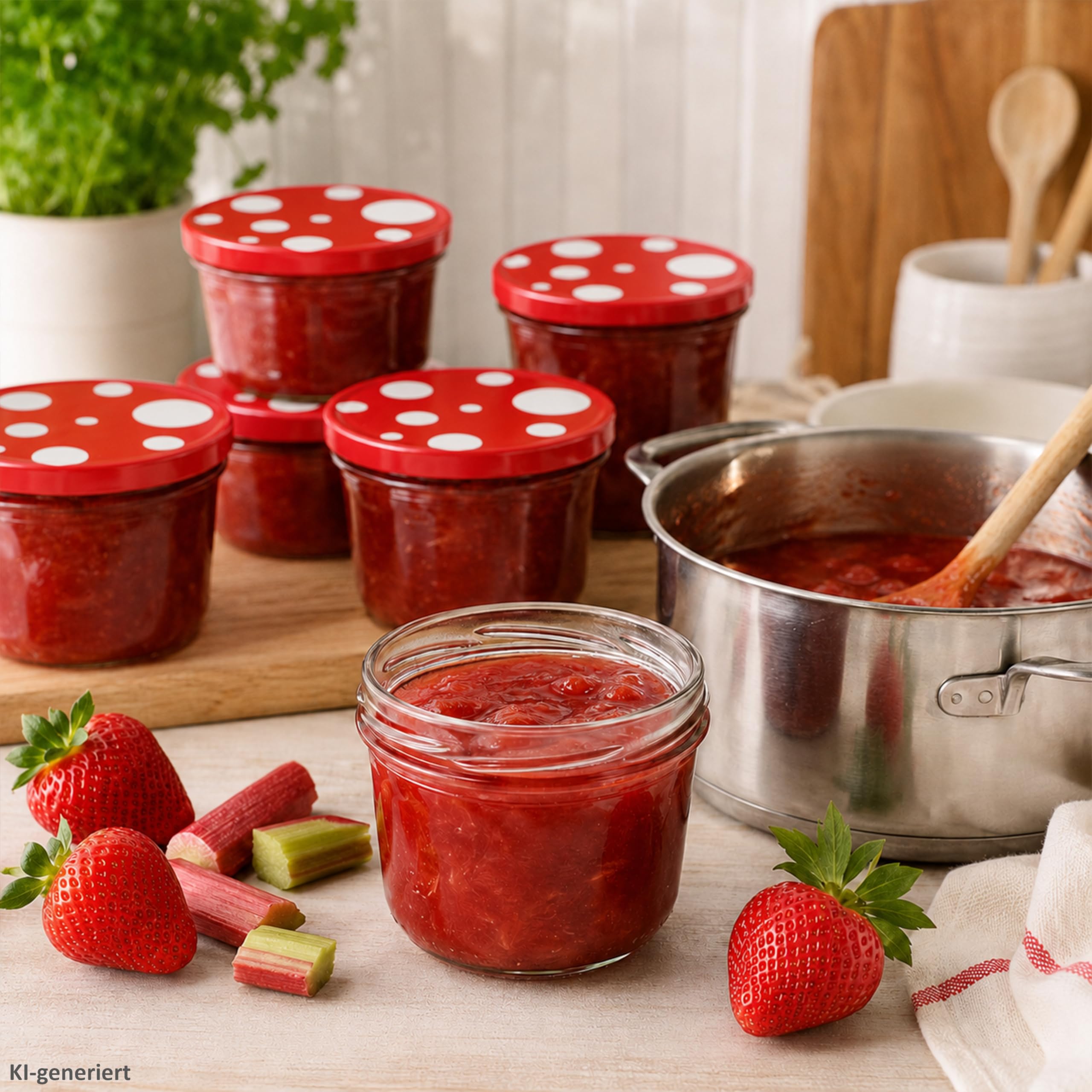 MamboCat 100er Set Sturzglas 230 ml To 82 Fliegenpilz Deckel rot weiß gepunktet incl. Diamant Gelierzauber Rezeptheft Marmeladenglas Einmachglas Einweckglas