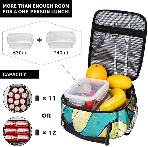 Miniatura 4 de Lonchera con estampado de pelota de voleibol en acuarela, reutilizable, bolsa de almuerzo para mujeres y hombres, trabajo, picnic, senderismo, 10 x