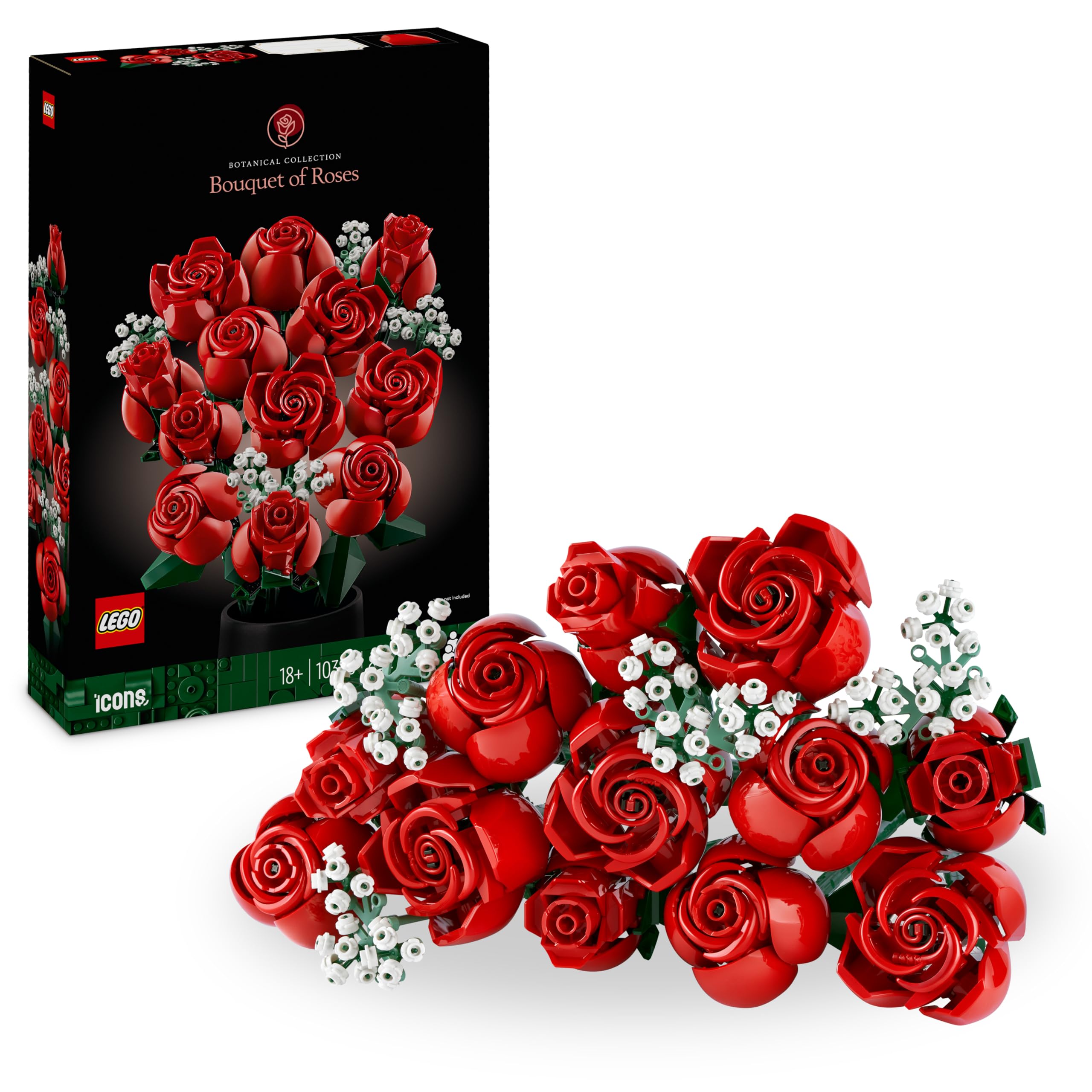 LEGO Botanicals Ramo de Rosas Rojas - Flores Artificiales para Decoración del Hogar - Regalo de Cumpleaños y Aniversari…
