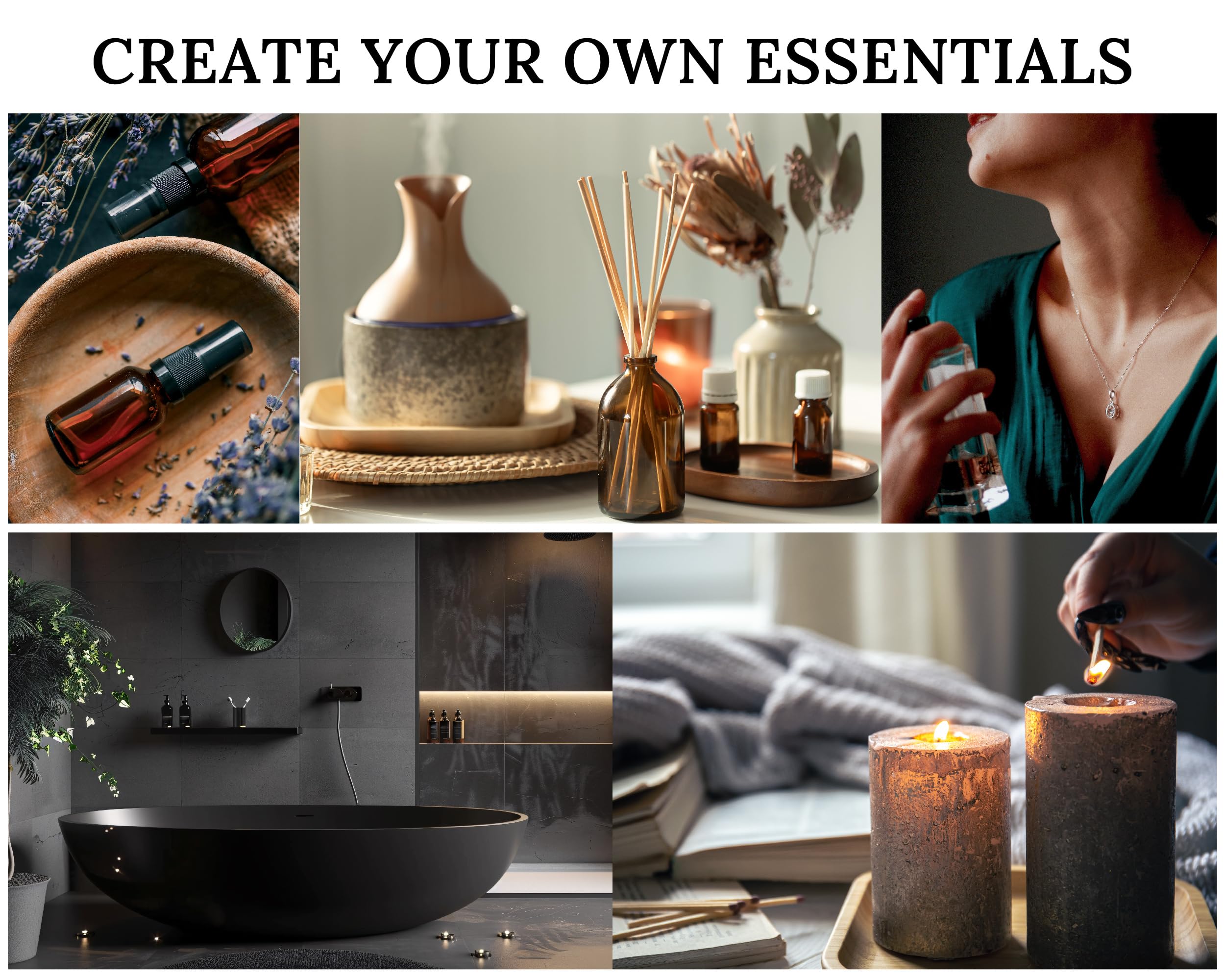 Lot d'huiles essentielles – 4 huiles et 2 mélanges, 6 meilleures huiles essentielles pour diffuseurs pour la maison, le soulagement du stress, le sommeil sérénité, aromathérapie, menthe poivrée,