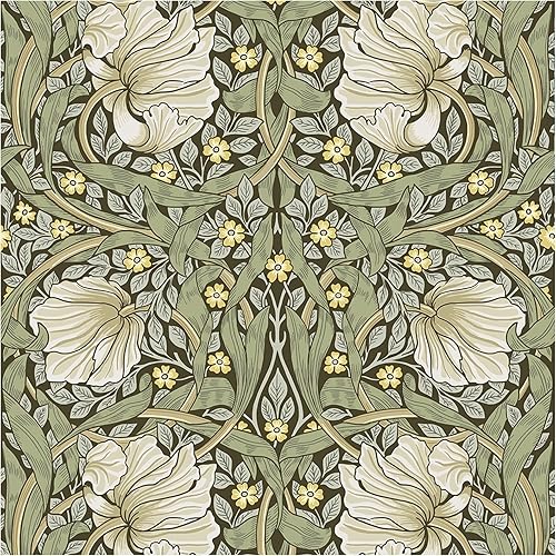 HAOKHOME 94028-1 Papel tapiz floral vintage para despegar y pegar, verde salvia botánicaamarillo, decoración del hogar, cocina, dormitorio, por HAOKHOME 94028-1 Papel tapiz floral vintage para despegar y pegar, verde salvia botánicaamarillo, decoración del hogar, cocina, dormitorio, por