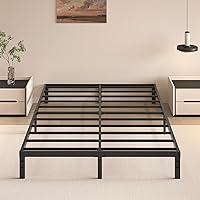 Vista 1 de Base de cama tamaño Queen de 10 pulgadas, no necesita somier, base de colchón de plataforma de metal resistente con listones de acero