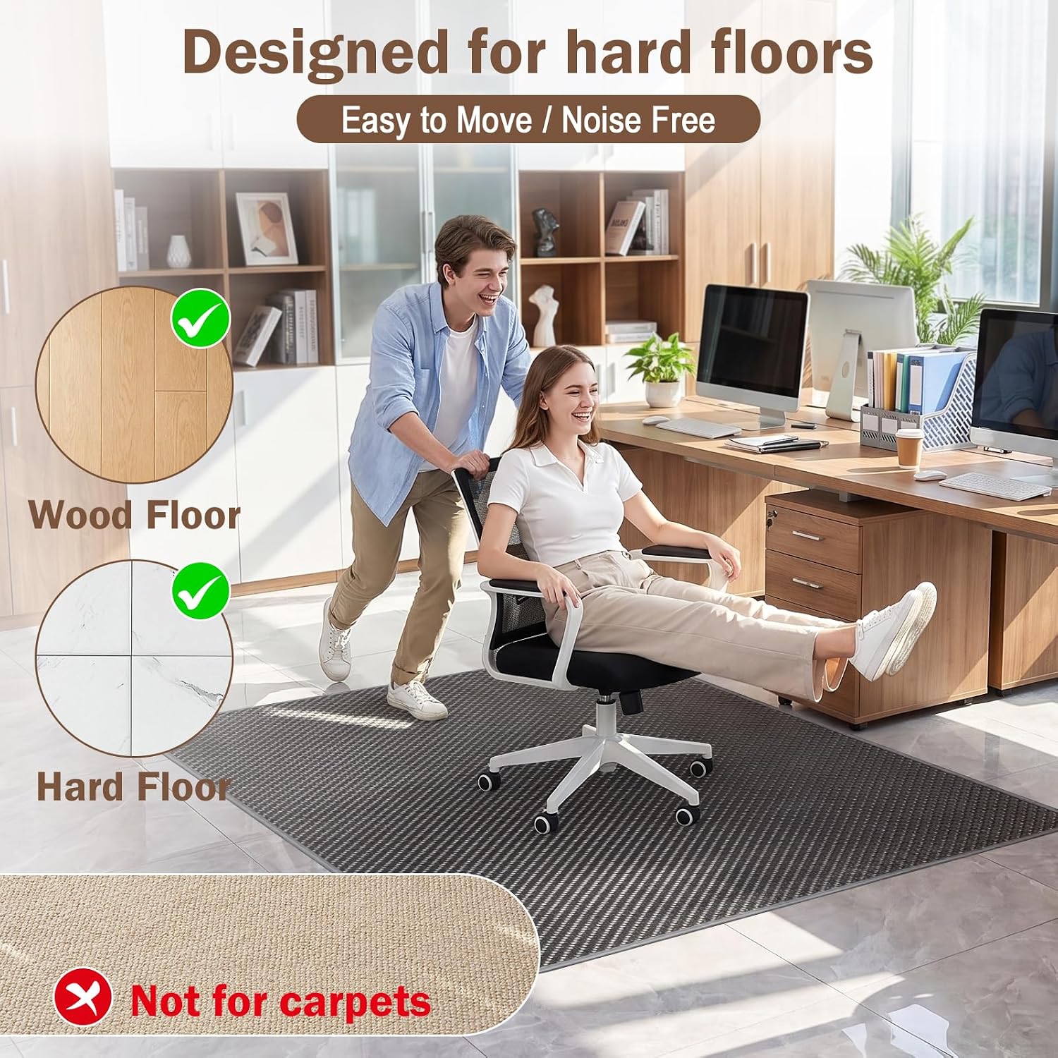 Blvornl Office Chair Mat for Hardwood Floor, 35.4"*47.2", Black