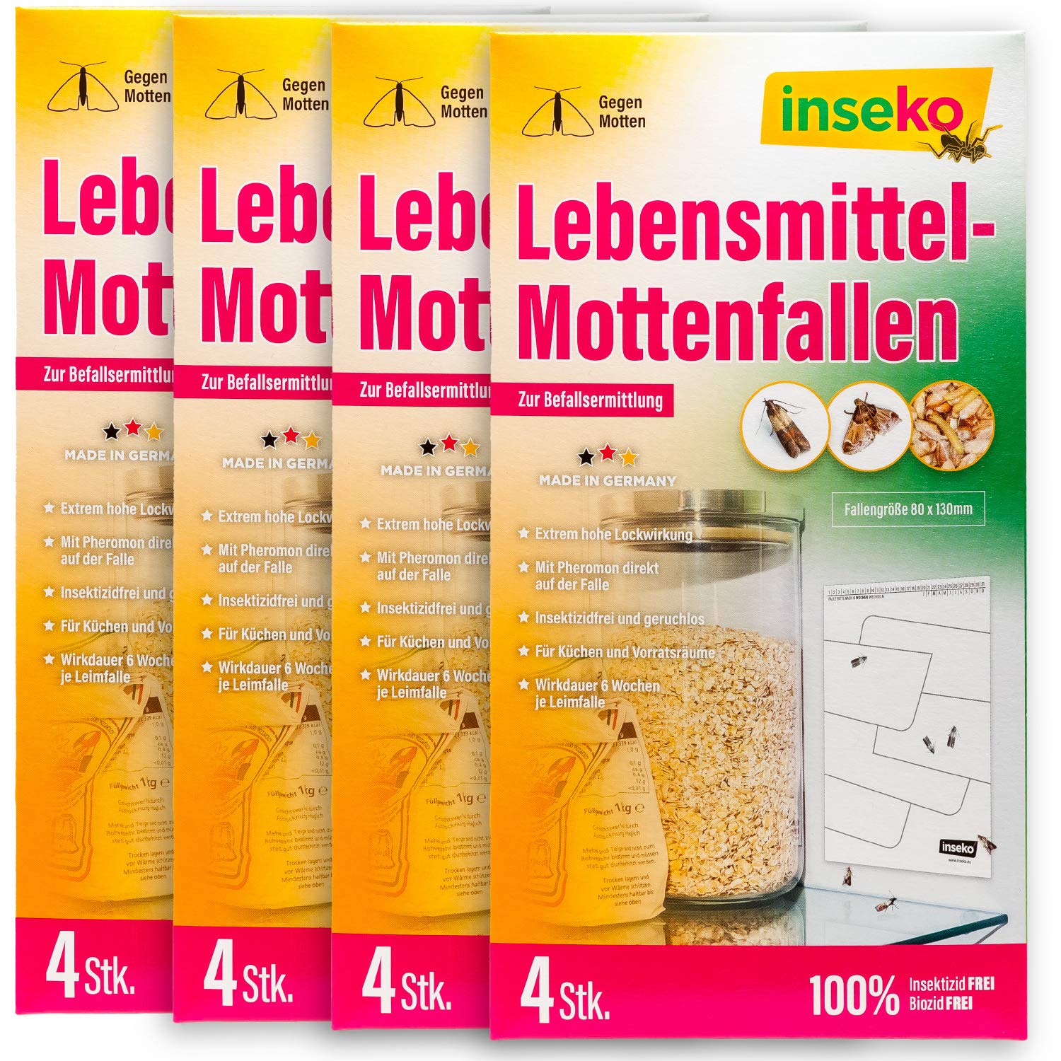 inseko 16 x Lebensmittelmotten Falle I insektizidfrei und geruchlos I Made in Germany (16)