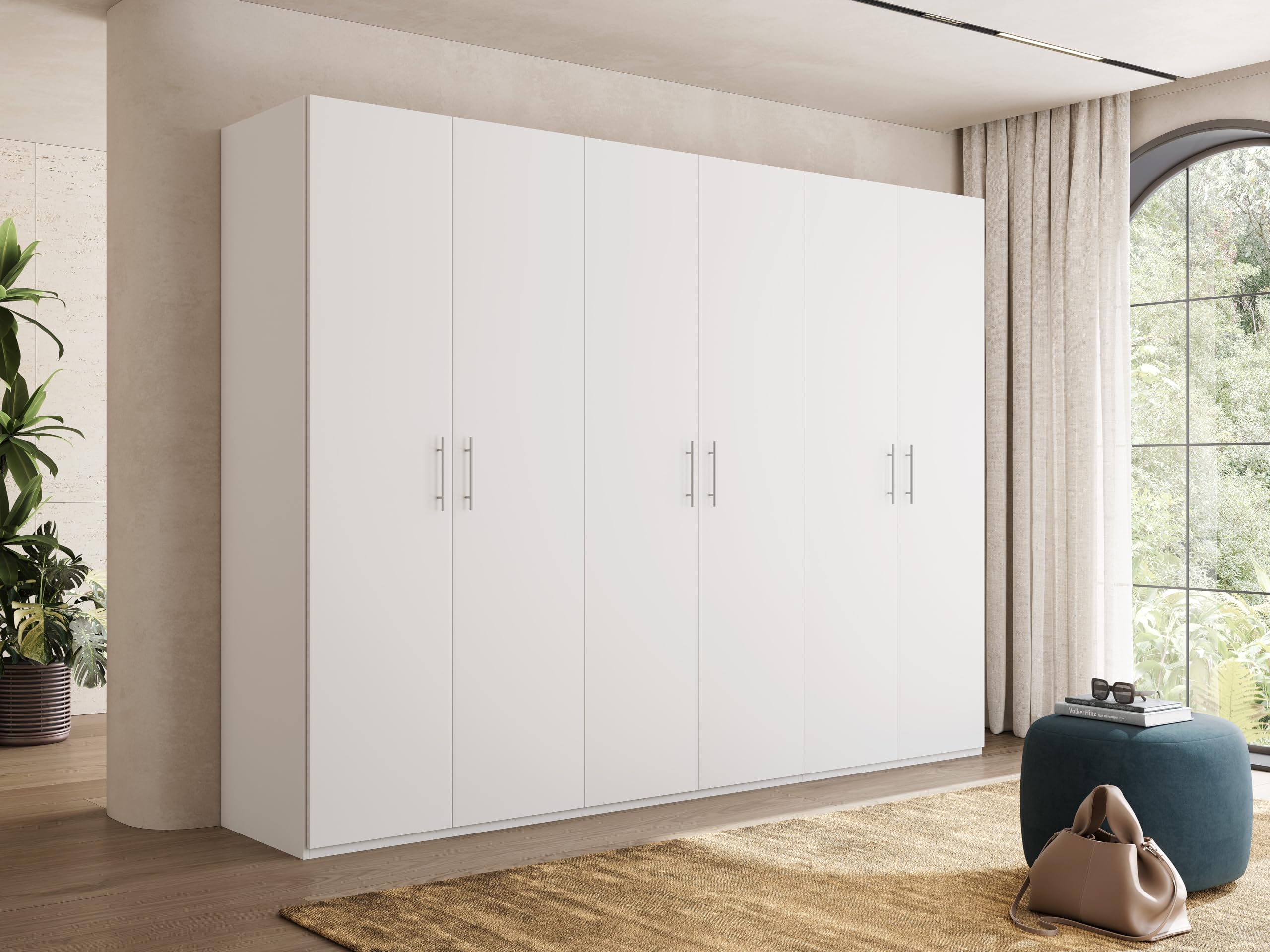 My Brand Germanvox Swift Armadio Guardaroba 6 ante Camera da Letto Bianco Opaco Made in Italy L.270 P.53 H.202 cm