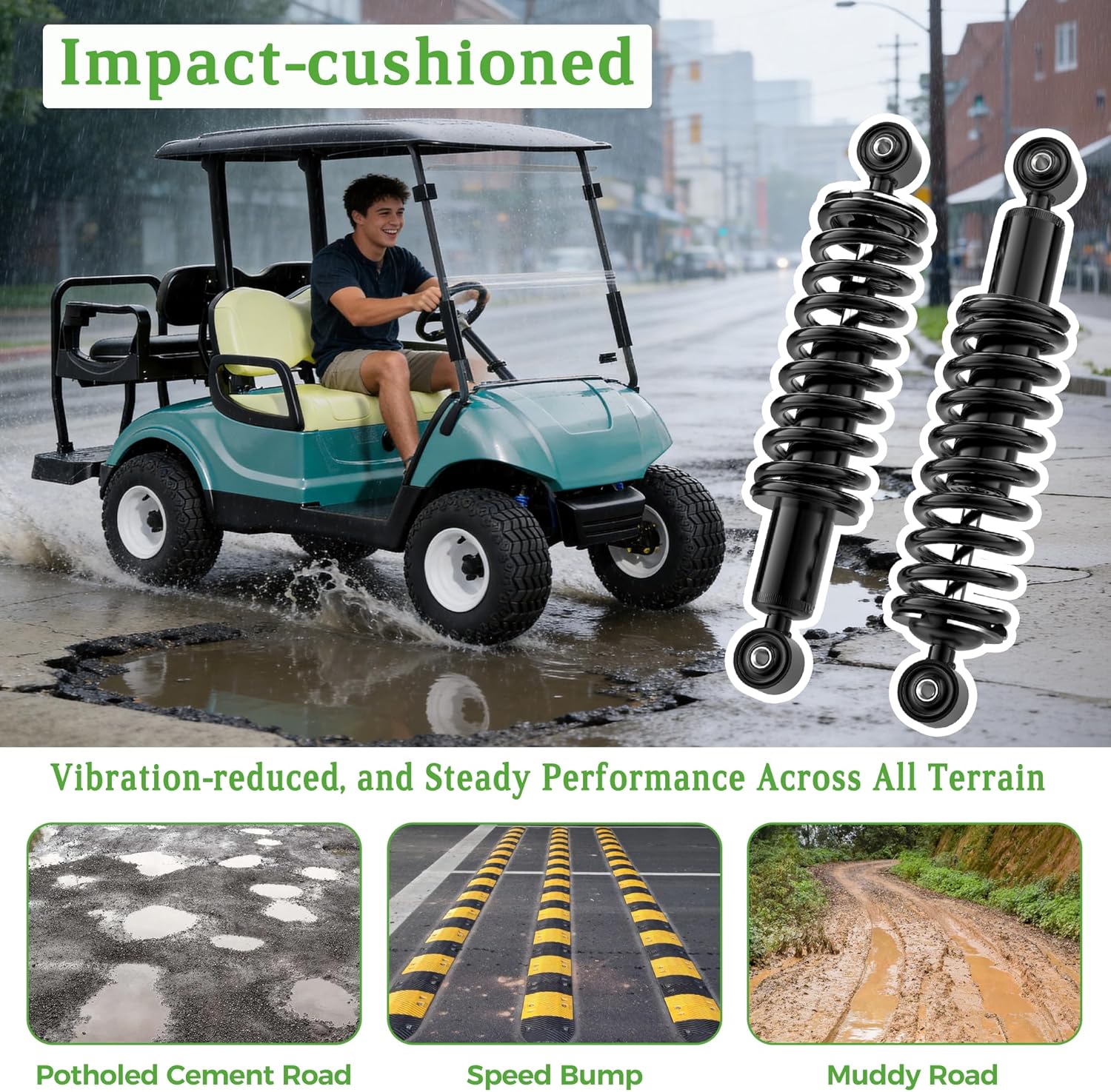 10L0L Golf Cart Rear Shock Absorbers Kit for Yamaha G29 Drive Gas & Electric Models, 2 Pack Heavy Duty Shocks Replace OEM JW2-F2210-10-00, JW1-F2210-00 JW1-F2210-10-00