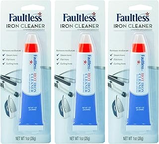 Faultless Hot Iron Cleaner, Non-Toxic Steam Iron Cleaner, Removes Melted Fabrics, Glue, Hard Water, Lime Deposits & Starch (1 oz) (3 Pack)