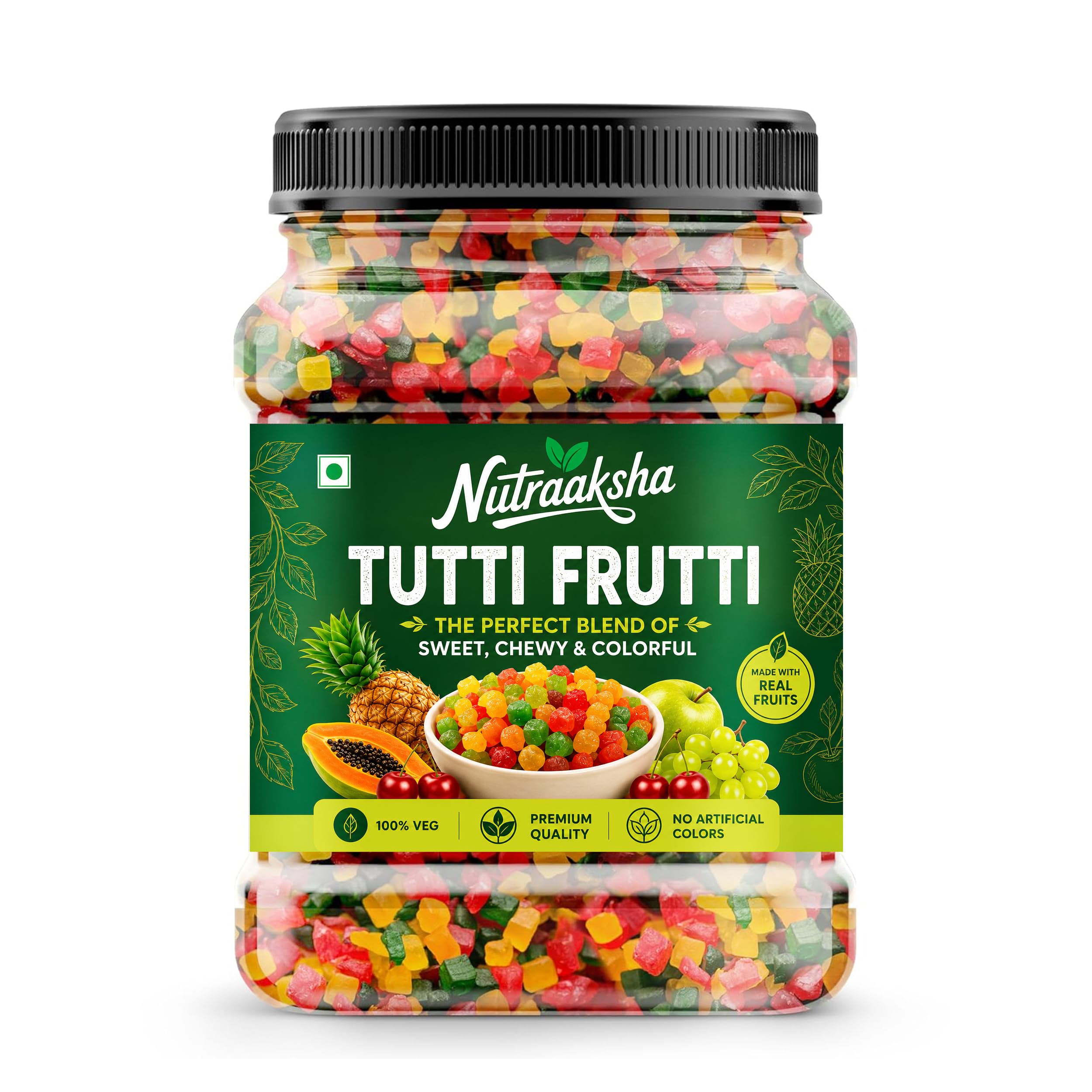 Nutraaksha Tutti Frutti | Sweet Fruit Cubes | Delicious Baking Topping For Muffins, Ice Cream, Cookies | Cakes Desserts And Festival Treat (1kg)-image-12