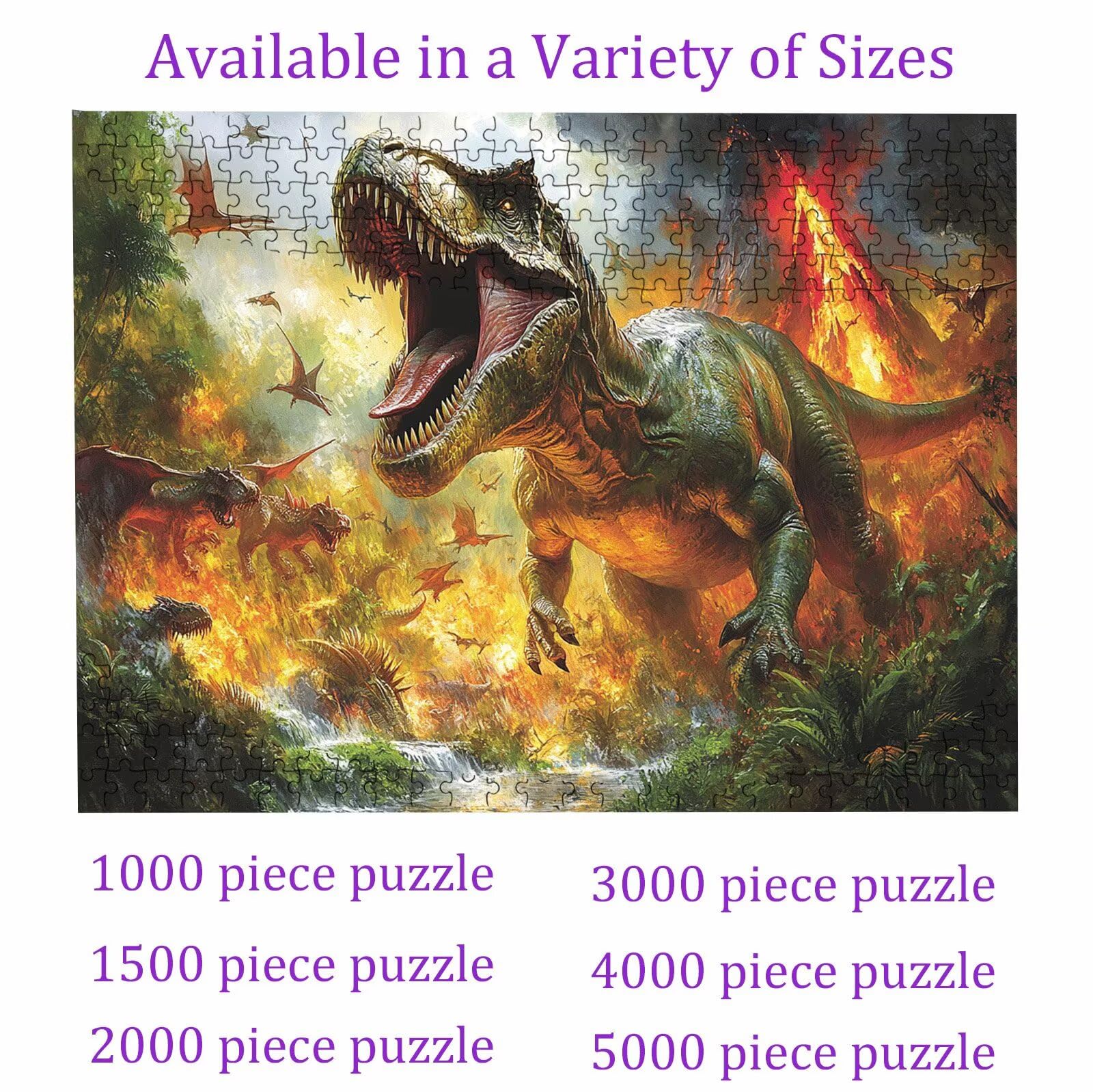 Puzzle 5000 sztuk dinozaurów zwierzęcych (2) - duże drewniane puzzle - puzzle 5000 elementów dla dorosłych - gra inteligencyjna - z wykwintnym pudełkiem do pakowania - precyzyjne cięcie - wystrój domu