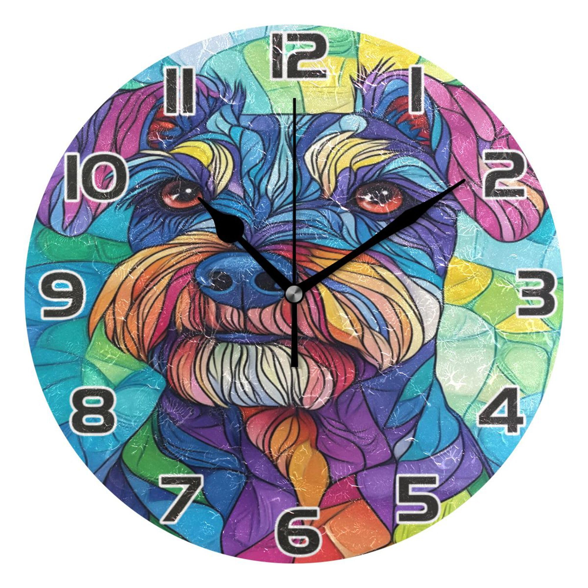 Horloge Schnauzer 202B8770 : pendule murale moderne effet vitrail de 25 cm pour salon et bureau