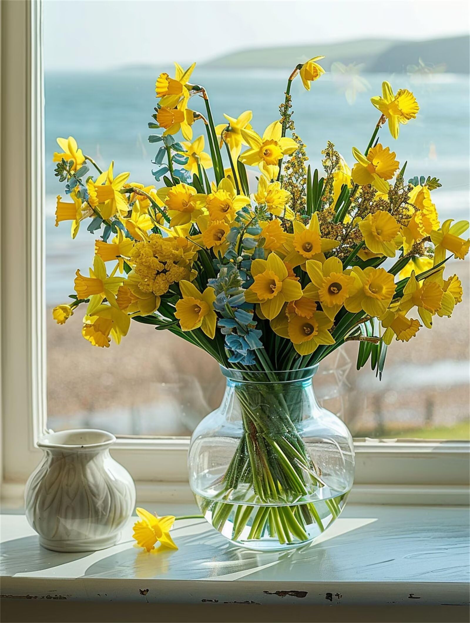 Dipingere con i Numeri Adulti Giallo, Fiori Dipingere con i Numeri Bambini DIY Kit, Set Premium con Pennelli, Decorazione Casa & Creativo Regalo di Compleanno, Attività di Tempo libero 90x120cm z-223