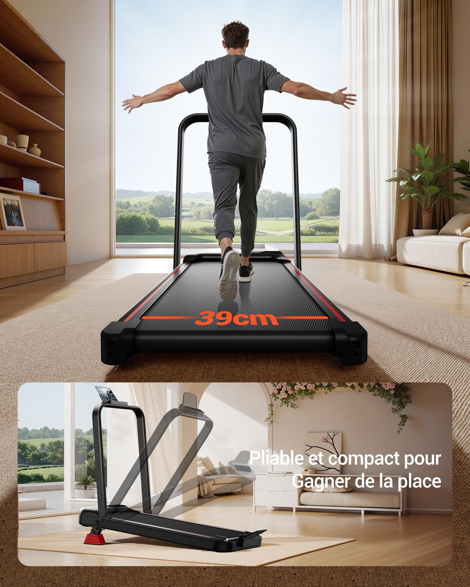 UMAY Tapis de Course Pliable Inclinable 15% 6 en 1 136KG