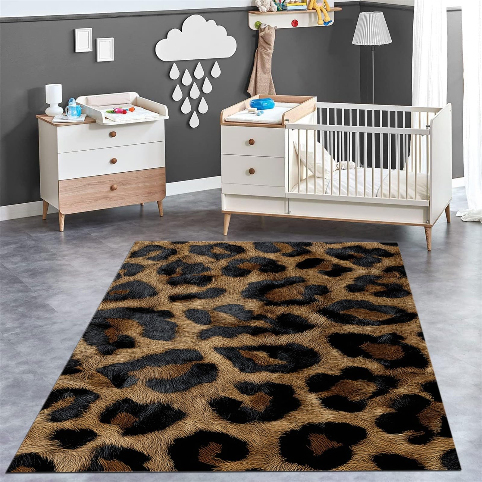 Générique Tapis à Motif Léopard Imprimé Animal, Tapis Marron Moderne Antidérapant à Poils Courts, 80x150 cm, Lavable pour Salon et Chambre