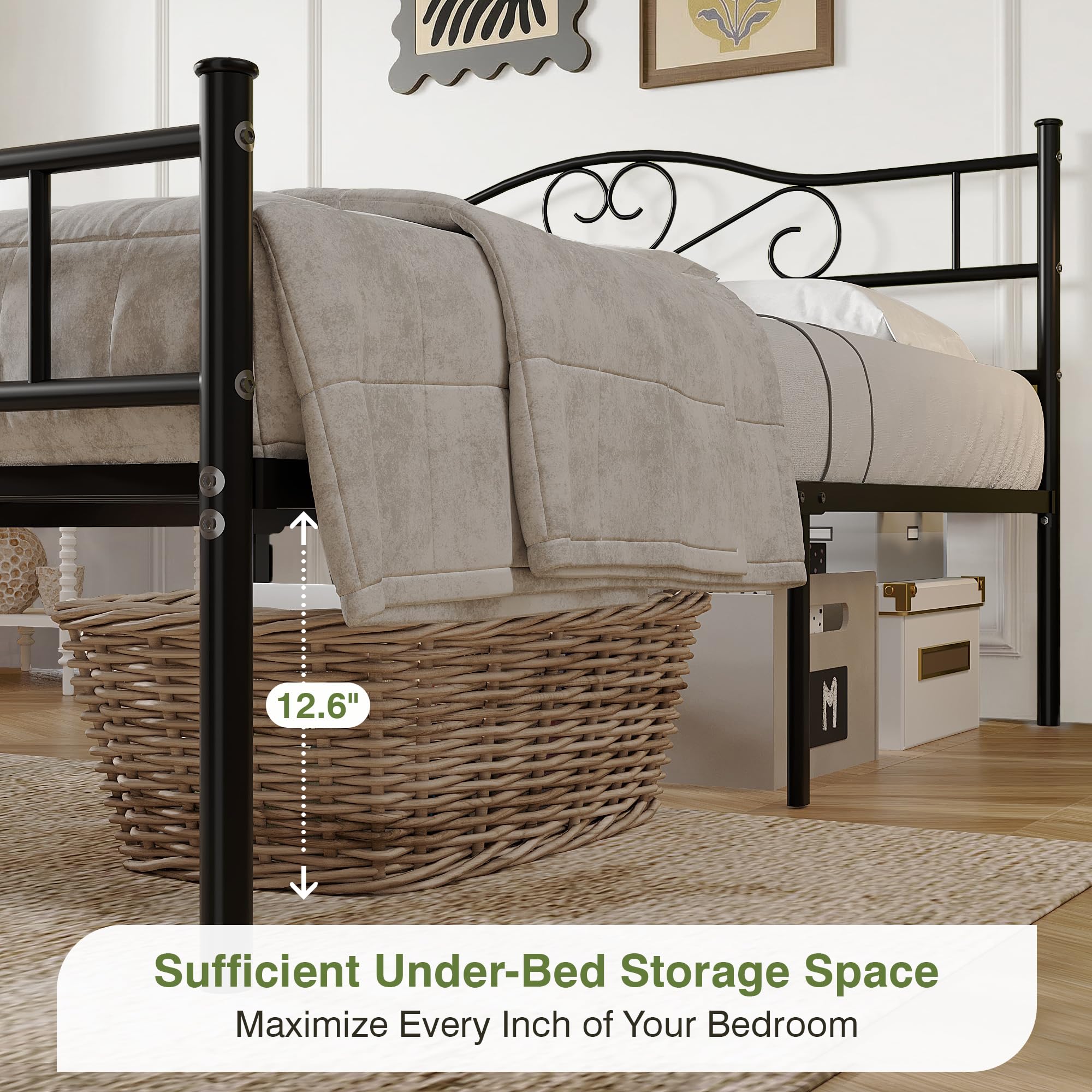 Amazon.com: VECELO Metal Platform Bed Frame with Headboard