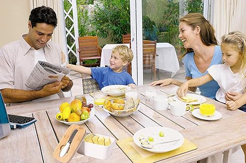 Miniatura 5 de Mantequillera hermética de porcelana con cuchillo, manteca rectangular hermética blanca con tapa de madera, recipiente grande de cerámica, 6.8 x 3.5