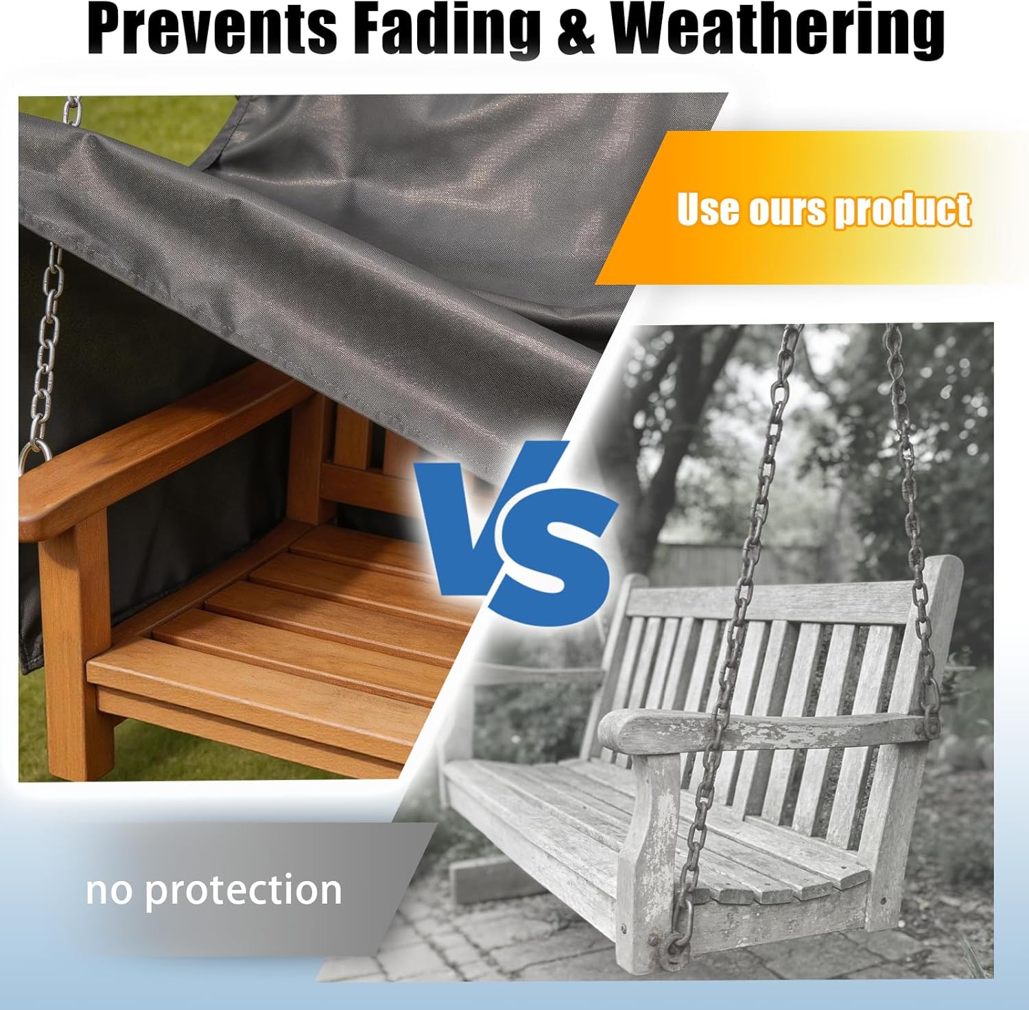 Waterproof Porch Swing Cover, 420D Oxford Fabric Outdoor Swing Cover, All-Weather Tear Resistant Swing Cover for Outdoor Patio Swing (62.2x27.5x27.5 Inches, Black)